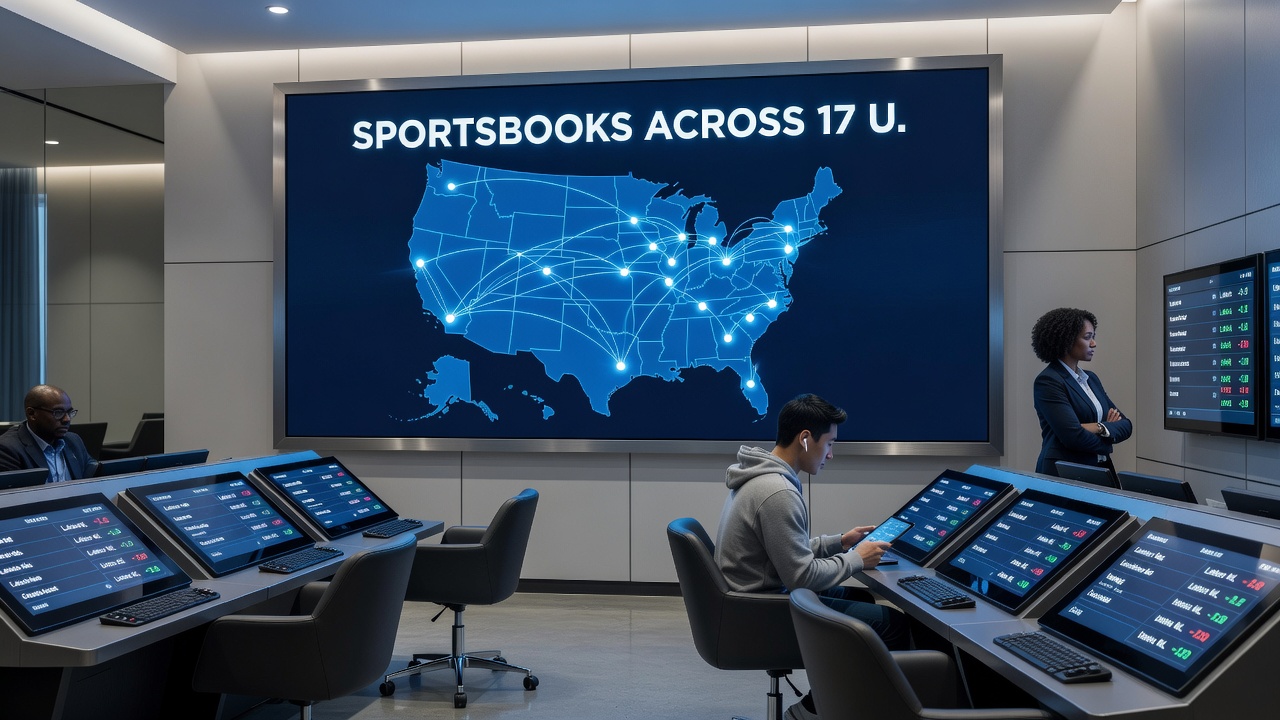 Map highlighting U.S. states with new sports betting records in October 2026