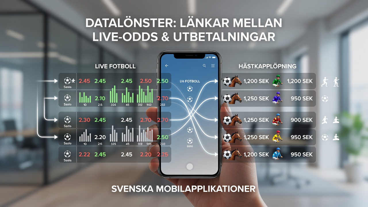 Analytics dashboard from a Swedish betting app displaying correlations between football odds volatility and horse racing payout adjustments